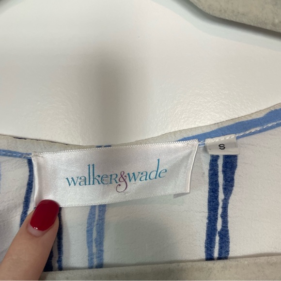 Walker & Wade High Low Swim cover up dress tie front striped blue white - Picture 5 of 8